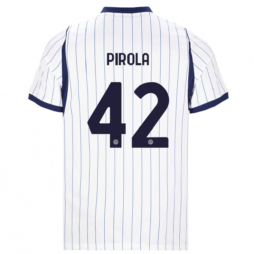 Danxen Kinder Samuele Pirola #42 Weiß Dunkelblau Auswärtstrikot Trikot 2026/27 T-Shirt
