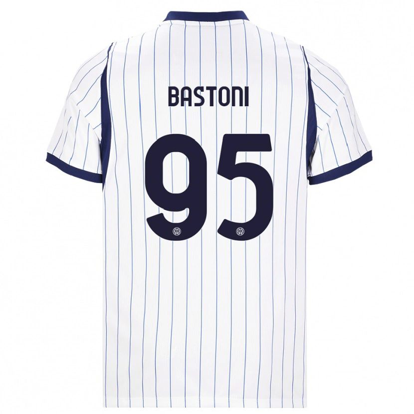 Danxen Kinder Alessandro Bastoni #95 Weiß Dunkelblau Auswärtstrikot Trikot 2026/27 T-Shirt