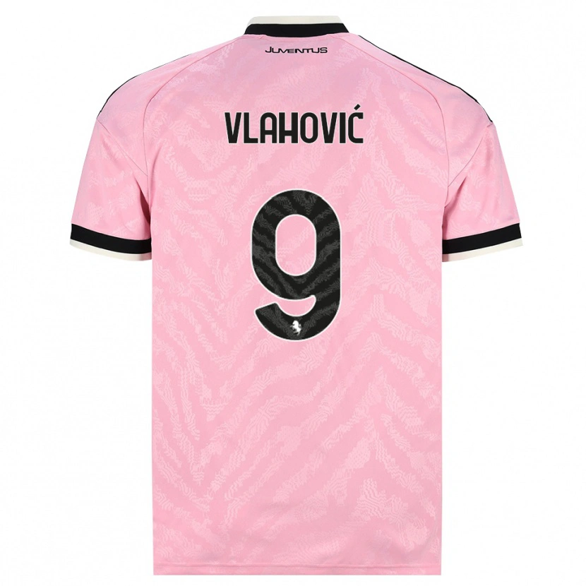 Danxen Kinder Dusan Vlahovic #9 Pink Schwarz Auswärtstrikot Trikot 2026/27 T-Shirt