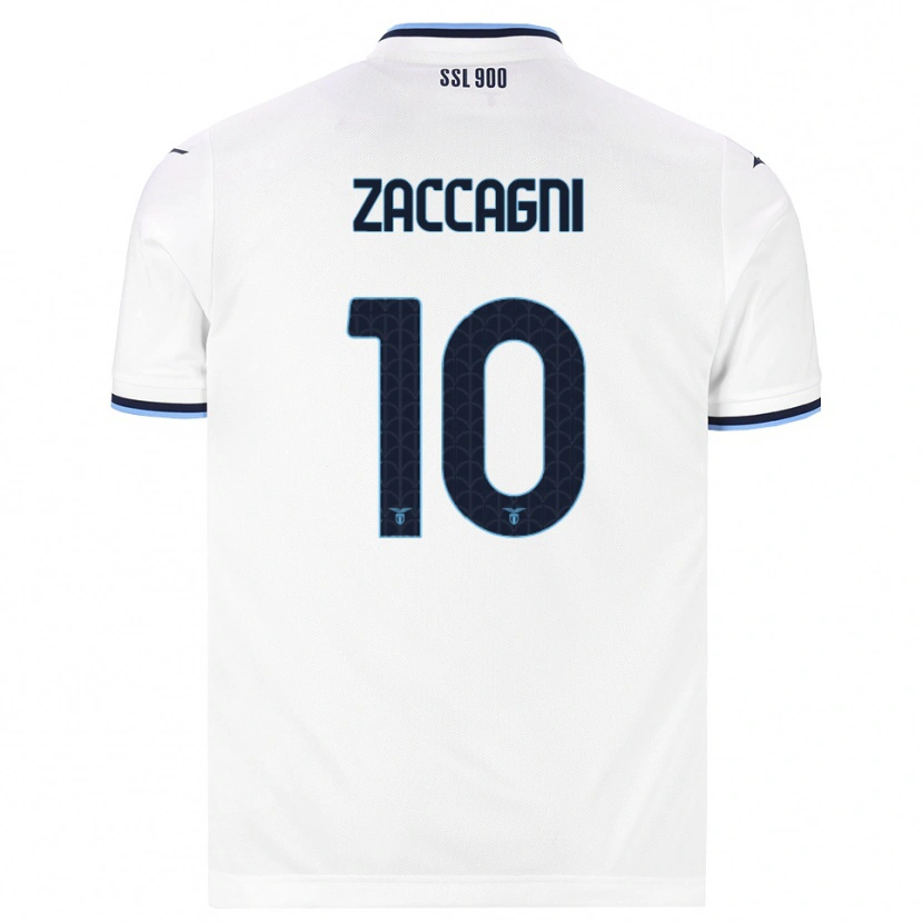 Danxen Kinder Mattia Zaccagni #10 Weiß Dunkelblau Auswärtstrikot Trikot 2026/27 T-Shirt