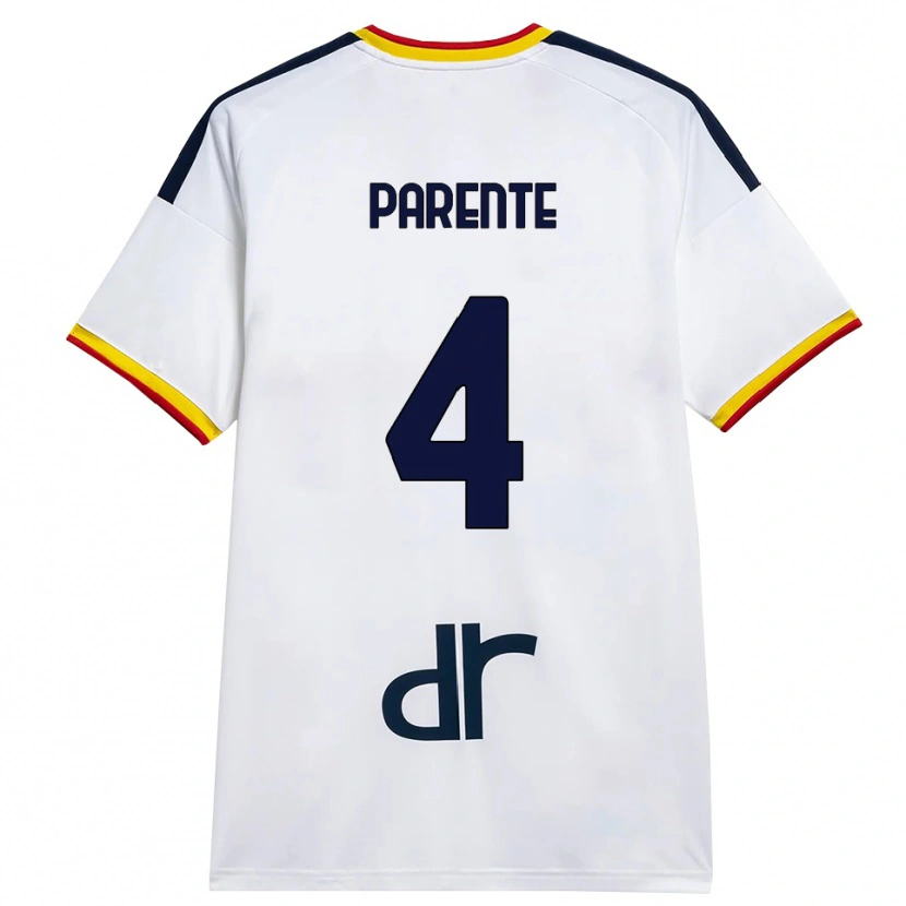 Danxen Kinder Francesco Parente #4 Weiß Gelb Rot Auswärtstrikot Trikot 2026/27 T-Shirt