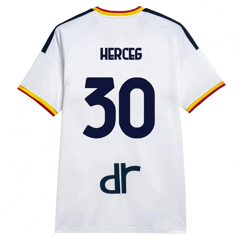 Danxen Kinder Lovro Herceg #30 Weiß Gelb Rot Auswärtstrikot Trikot 2026/27 T-Shirt