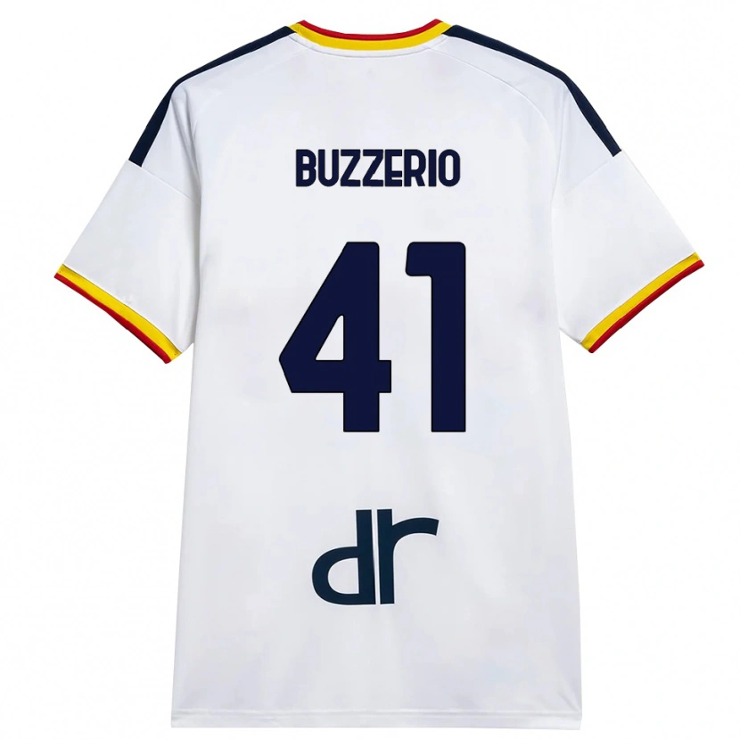 Danxen Kinder Mattia Buzzerio #41 Weiß Gelb Rot Auswärtstrikot Trikot 2026/27 T-Shirt