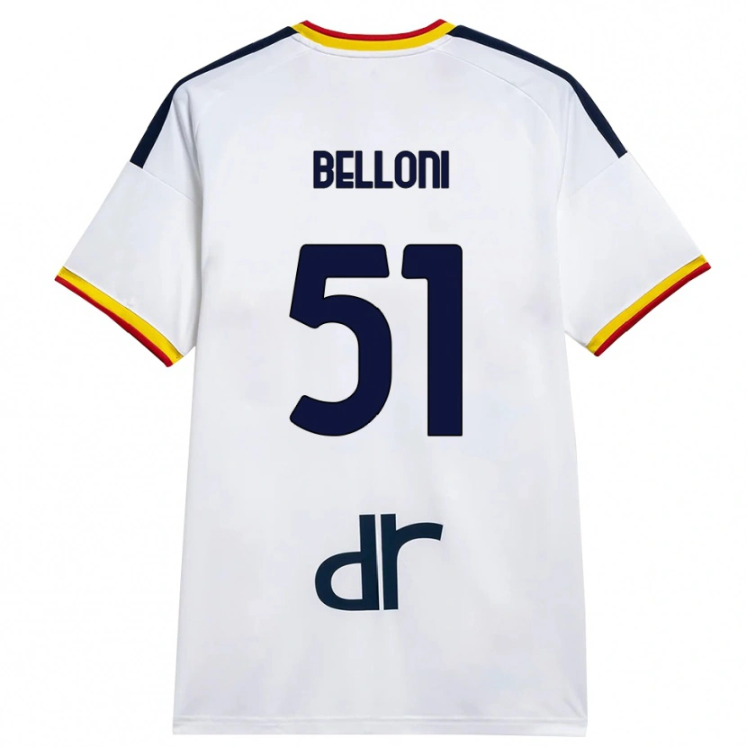 Danxen Kinder Giacomo Belloni #51 Weiß Gelb Rot Auswärtstrikot Trikot 2026/27 T-Shirt