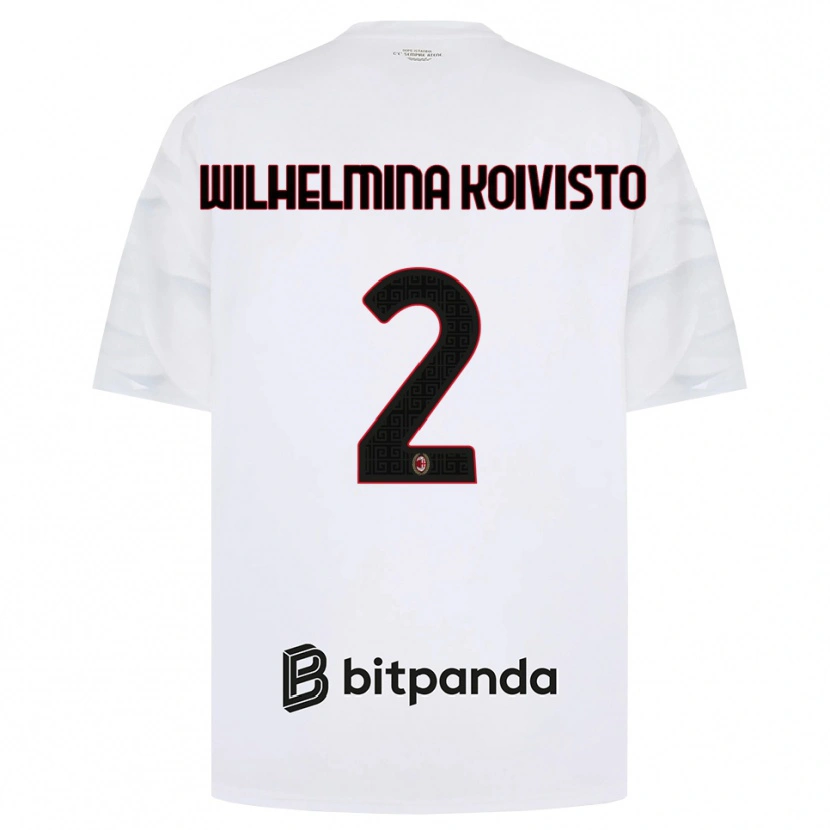 Danxen Kinder Emma Wilhelmina Koivisto #2 Weiß Rot Schwarz Auswärtstrikot Trikot 2026/27 T-Shirt