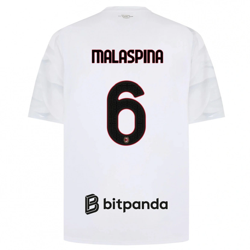 Danxen Kinder Mattia Malaspina #6 Weiß Rot Schwarz Auswärtstrikot Trikot 2026/27 T-Shirt