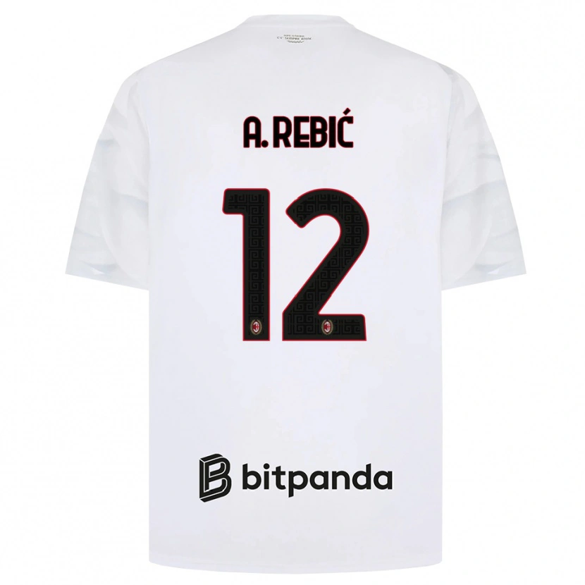 Danxen Kinder Ante Rebic #12 Weiß Rot Schwarz Auswärtstrikot Trikot 2026/27 T-Shirt