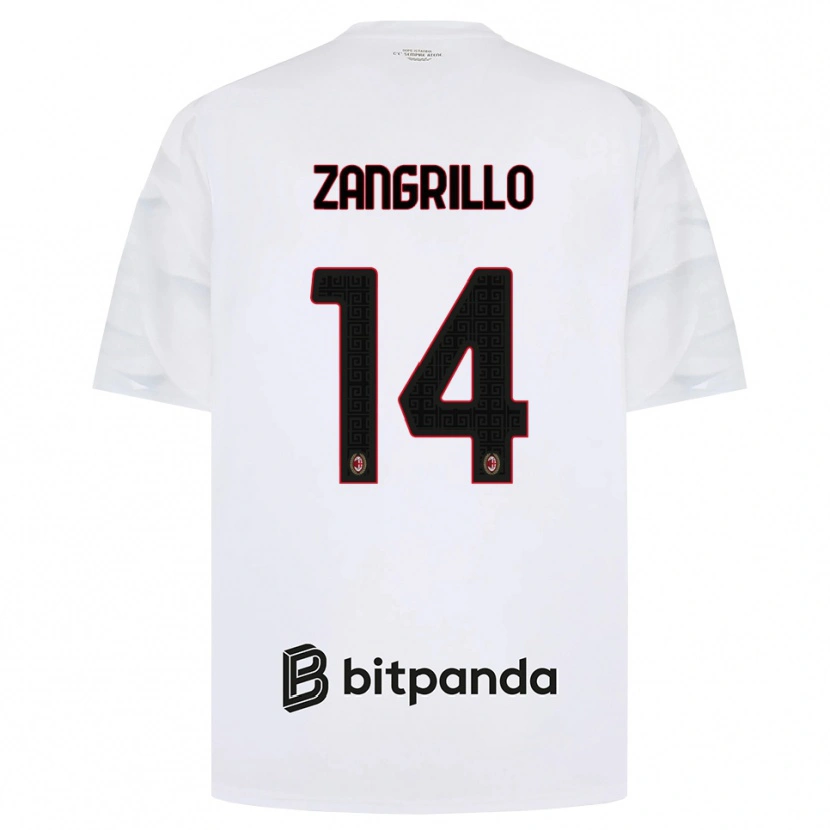 Danxen Kinder Giacomo Zangrillo #14 Weiß Rot Schwarz Auswärtstrikot Trikot 2026/27 T-Shirt