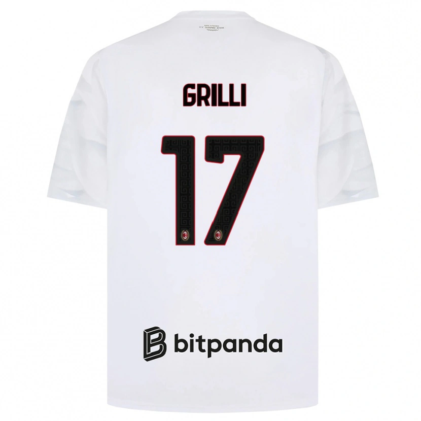 Danxen Kinder Federico Grilli #17 Weiß Rot Schwarz Auswärtstrikot Trikot 2026/27 T-Shirt