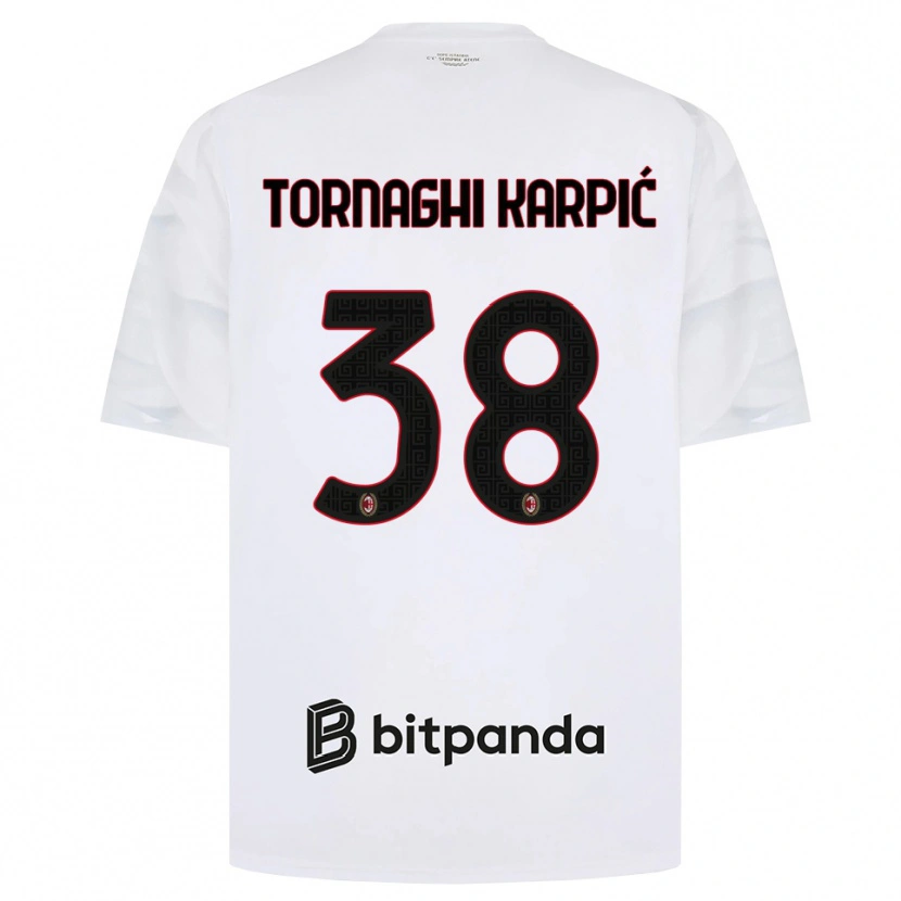 Danxen Kinder Lavinia Tornaghi Karpić #38 Weiß Rot Schwarz Auswärtstrikot Trikot 2026/27 T-Shirt