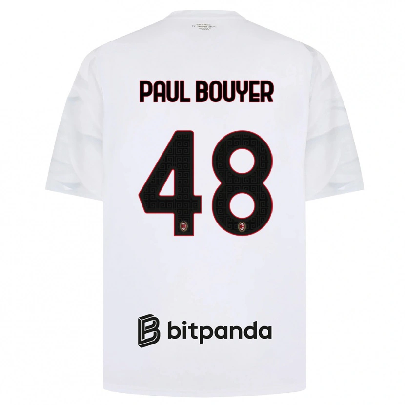 Danxen Kinder Léo Paul Bouyer #48 Weiß Rot Schwarz Auswärtstrikot Trikot 2026/27 T-Shirt