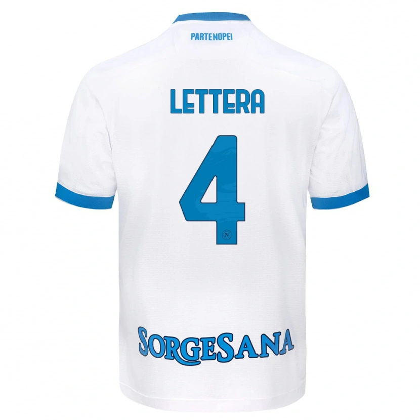 Danxen Kinder Alessio Lettera #4 Weiß Hellblau Auswärtstrikot Trikot 2026/27 T-Shirt