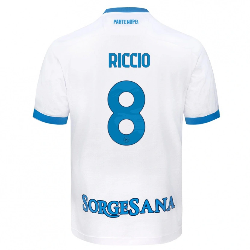 Danxen Kinder Luigi Riccio #8 Weiß Hellblau Auswärtstrikot Trikot 2026/27 T-Shirt