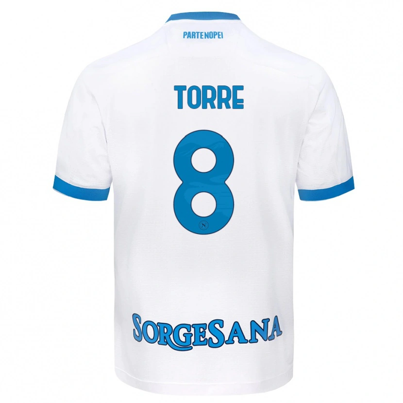 Danxen Kinder Christian Torre #8 Weiß Hellblau Auswärtstrikot Trikot 2026/27 T-Shirt