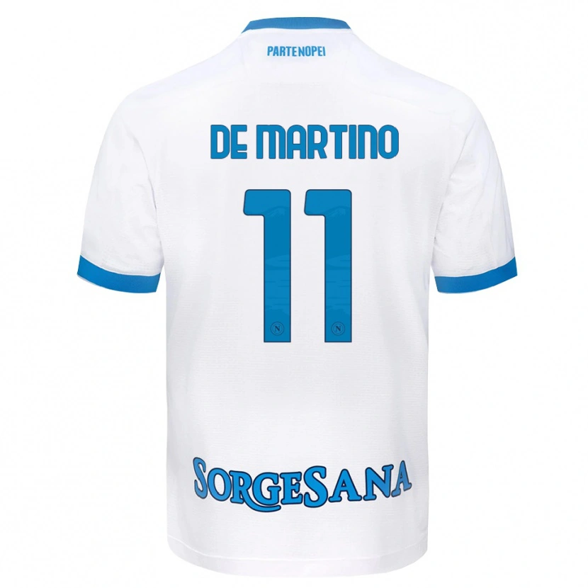 Danxen Kinder Giuseppe De Martino #11 Weiß Hellblau Auswärtstrikot Trikot 2026/27 T-Shirt