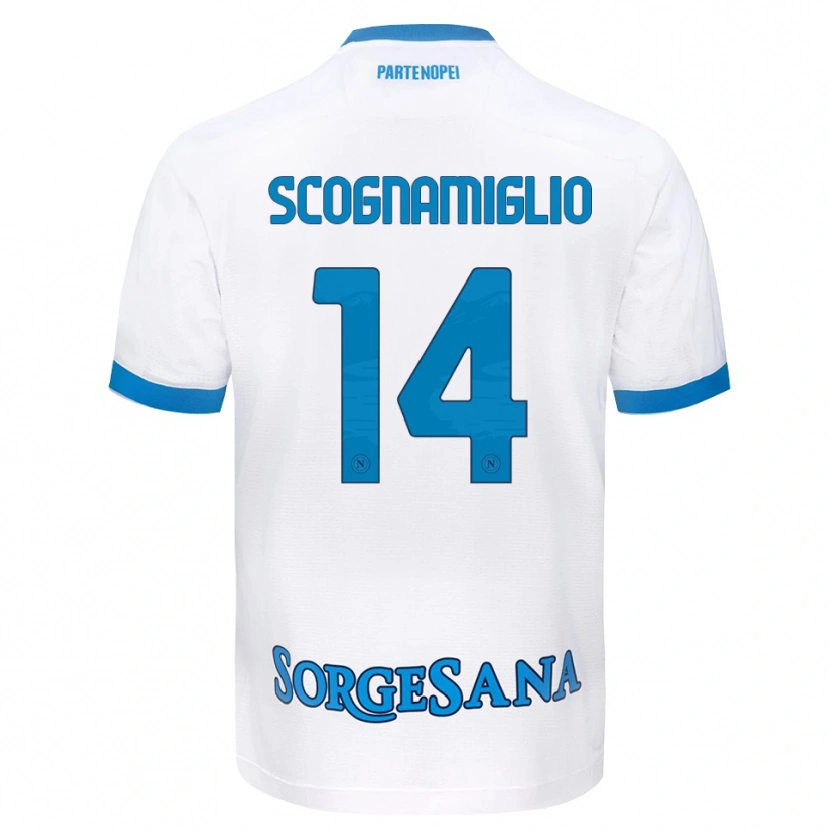 Danxen Kinder Fabio Scognamiglio #14 Weiß Hellblau Auswärtstrikot Trikot 2026/27 T-Shirt