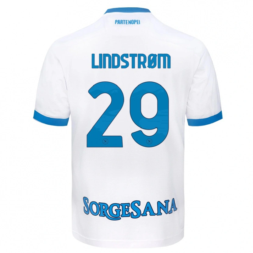 Danxen Kinder Jesper Lindstrøm #29 Weiß Hellblau Auswärtstrikot Trikot 2026/27 T-Shirt