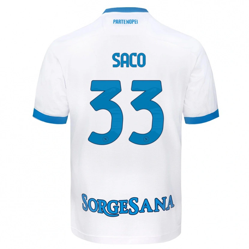 Danxen Kinder Coli Saco #33 Weiß Hellblau Auswärtstrikot Trikot 2026/27 T-Shirt