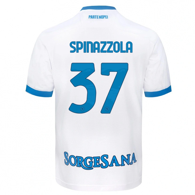 Danxen Kinder Leonardo Spinazzola #37 Weiß Hellblau Auswärtstrikot Trikot 2026/27 T-Shirt
