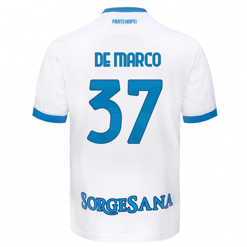 Danxen Kinder Francesco De Marco #37 Weiß Hellblau Auswärtstrikot Trikot 2026/27 T-Shirt