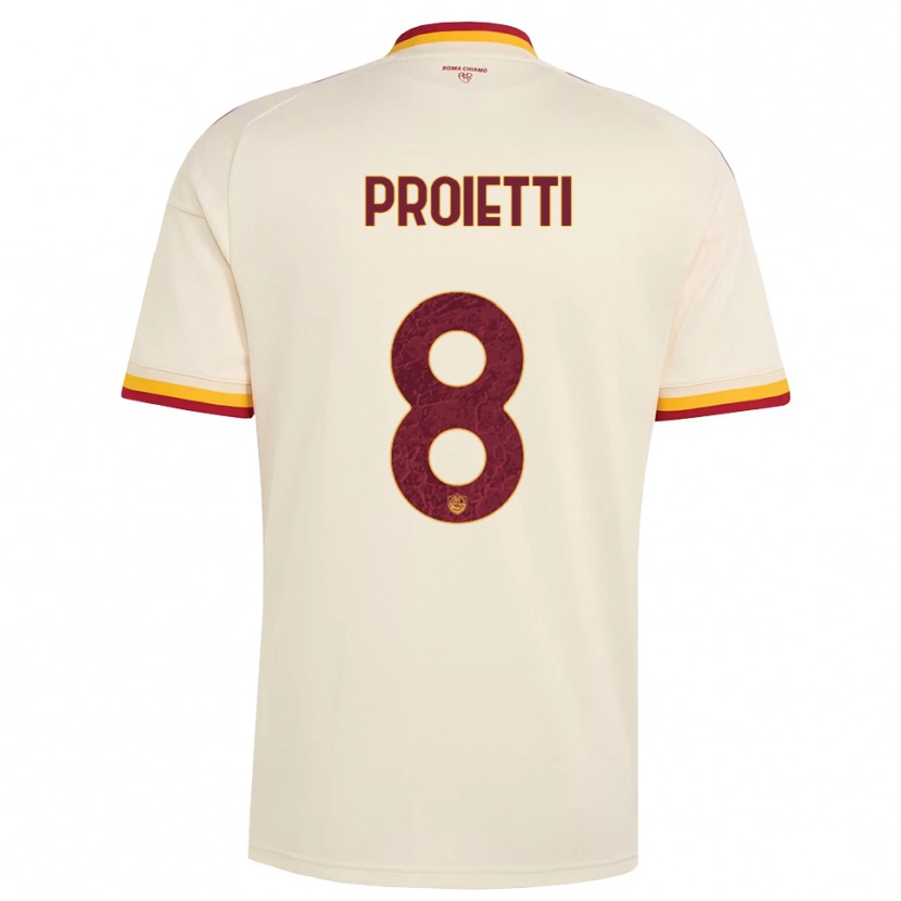 Danxen Kinder Mauro Proietti #8 Champagner Rot Gelb Auswärtstrikot Trikot 2026/27 T-Shirt