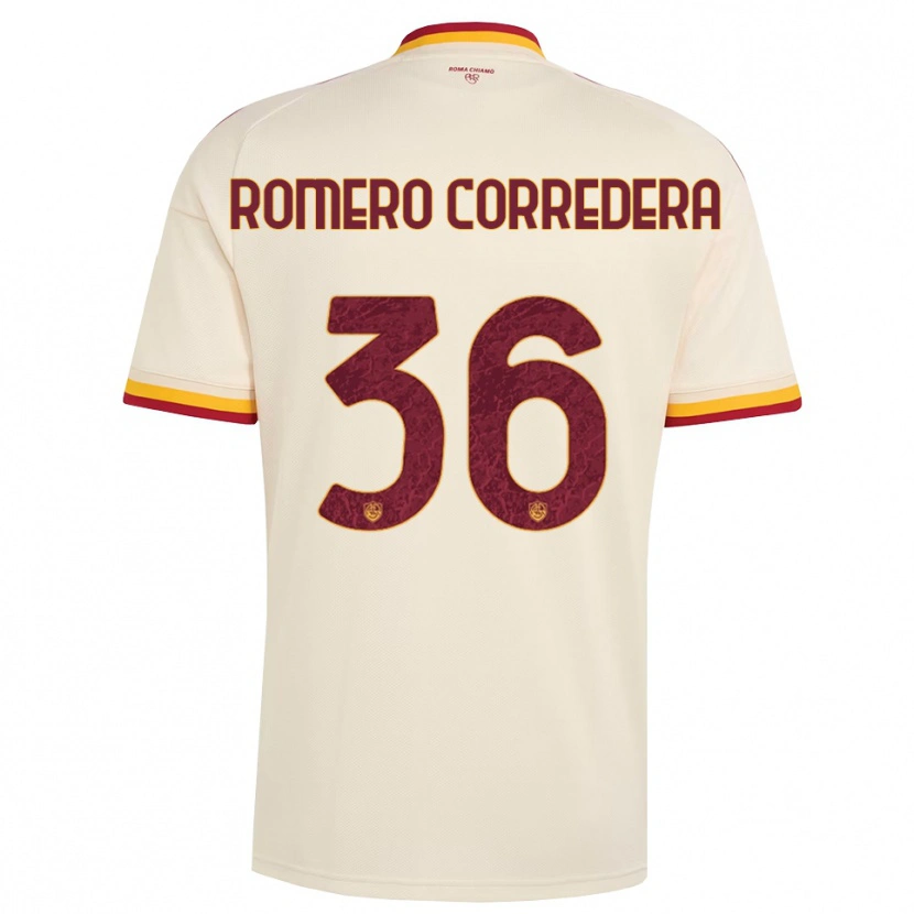 Danxen Kinder Miguel Romero Corredera #36 Champagner Rot Gelb Auswärtstrikot Trikot 2026/27 T-Shirt