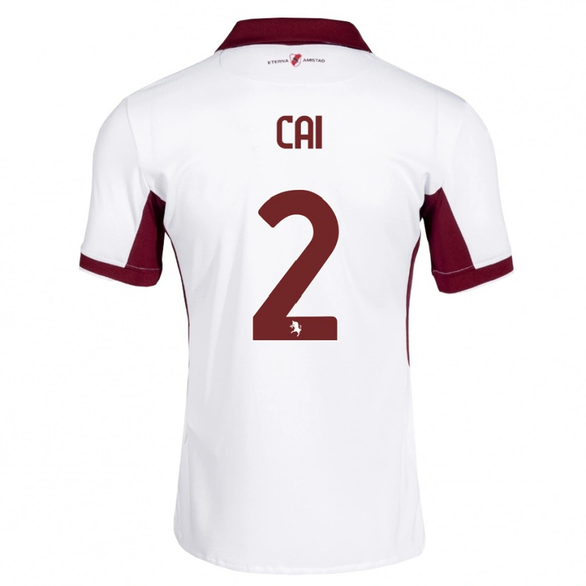 Danxen Kinder Federico Cai #2 Burgund Weiß Rot Auswärtstrikot Trikot 2026/27 T-Shirt