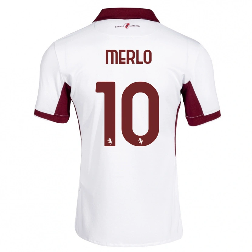 Danxen Kinder Mattia Merlo #10 Burgund Weiß Rot Auswärtstrikot Trikot 2026/27 T-Shirt