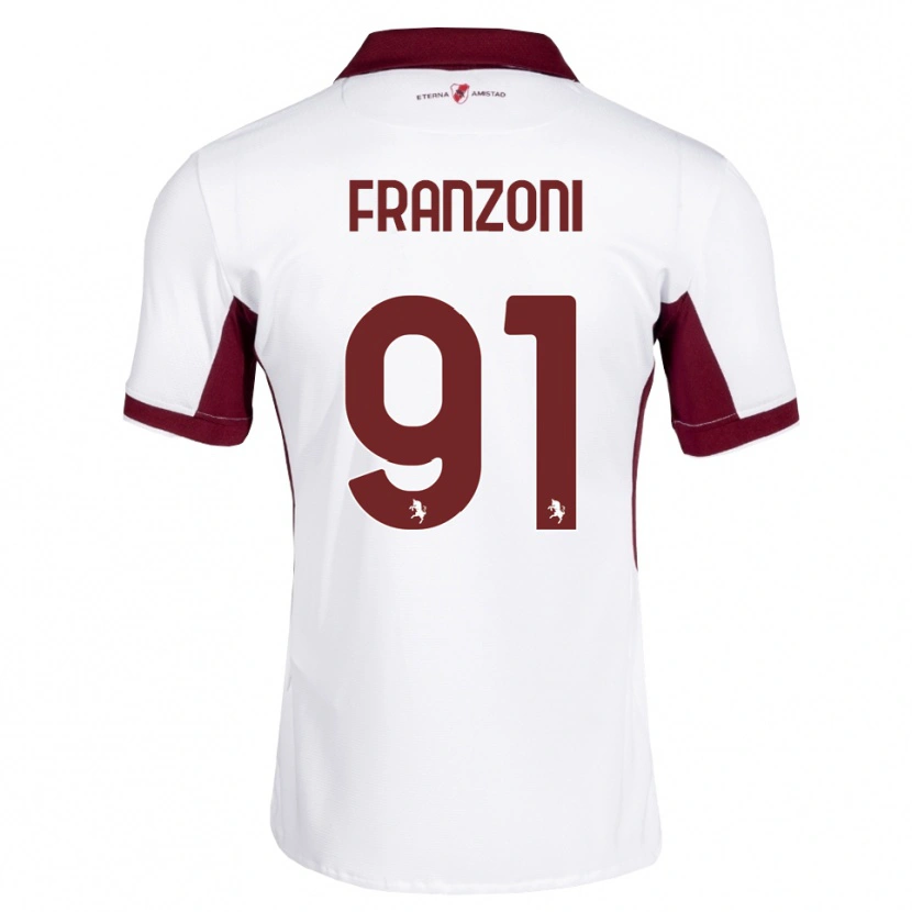 Danxen Kinder Nicolò Franzoni #91 Burgund Weiß Rot Auswärtstrikot Trikot 2026/27 T-Shirt
