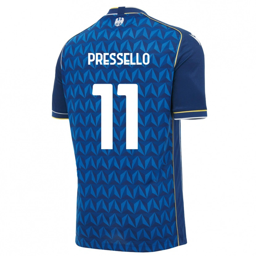 Danxen Kinder Matteo Pressello #11 Königsblau Weiß Blau Auswärtstrikot Trikot 2026/27 T-Shirt