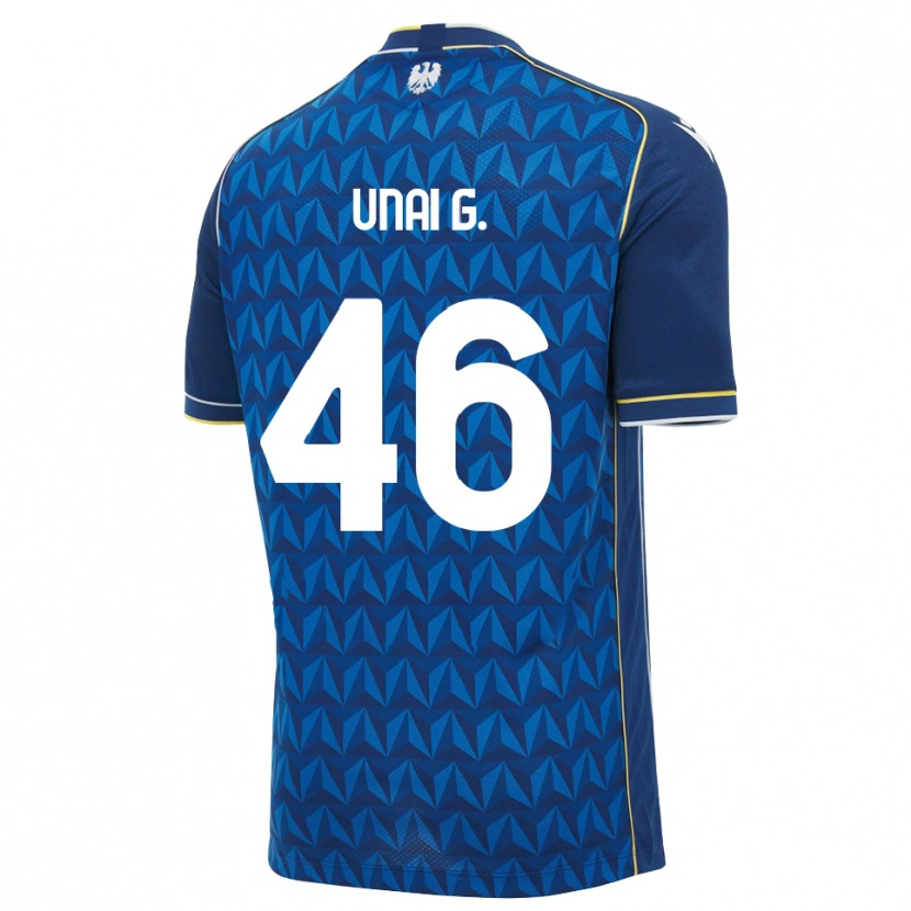 Danxen Kinder Unai Gómez #46 Königsblau Weiß Blau Auswärtstrikot Trikot 2026/27 T-Shirt