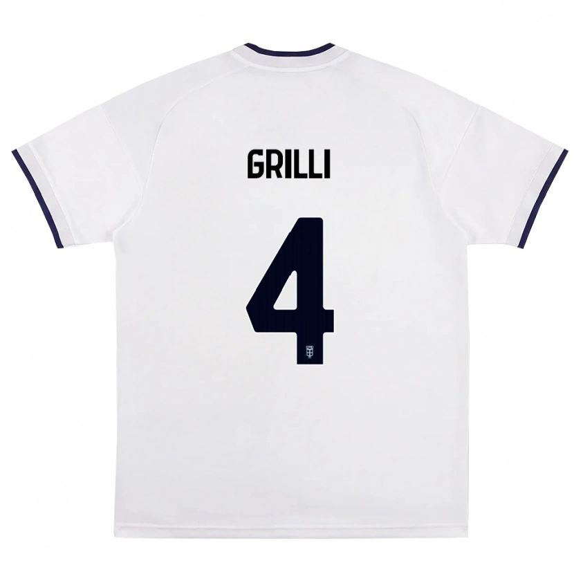 Danxen Kinder Federico Grilli #4 Weiß Rot Königsblau Auswärtstrikot Trikot 2026/27 T-Shirt