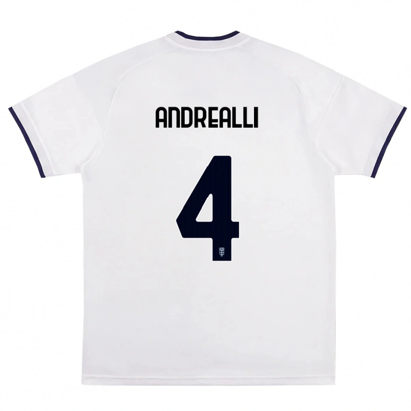 Danxen Kinder Francesco Andrealli #4 Weiß Rot Königsblau Auswärtstrikot Trikot 2026/27 T-Shirt