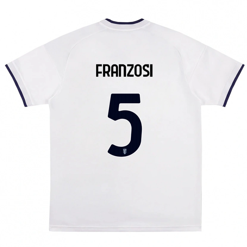 Danxen Kinder Edoardo Franzosi #5 Weiß Rot Königsblau Auswärtstrikot Trikot 2026/27 T-Shirt