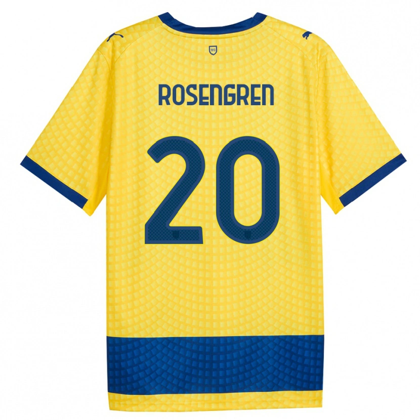 Danxen Kinder Lukas Rosengren #20 Gelb Blau Schwarz Auswärtstrikot Trikot 2026/27 T-Shirt