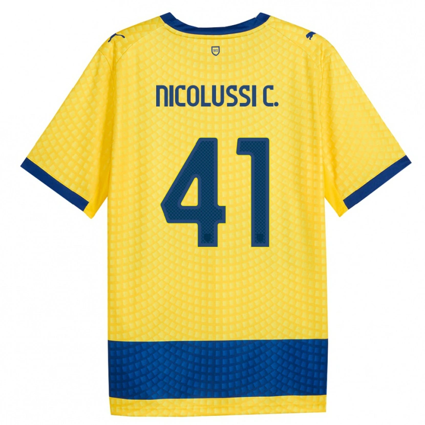 Danxen Kinder Hans Nicolussi Caviglia #41 Gelb Blau Schwarz Auswärtstrikot Trikot 2026/27 T-Shirt