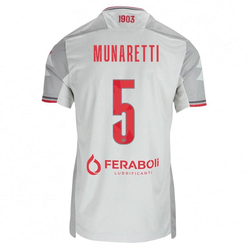 Danxen Kinder Luca Munaretti #5 Grau Weiß Rot Auswärtstrikot Trikot 2026/27 T-Shirt