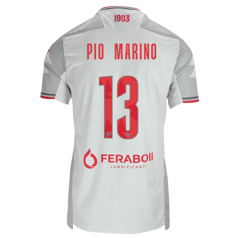 Danxen Kinder Lorenzo Pio Marino #13 Grau Weiß Rot Auswärtstrikot Trikot 2026/27 T-Shirt