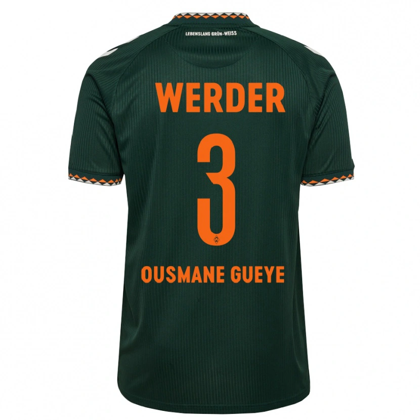 Danxen Kinder Papa Ousmane Gueye #3 Dunkelgrün Orange Weiß Auswärtstrikot Trikot 2026/27 T-Shirt