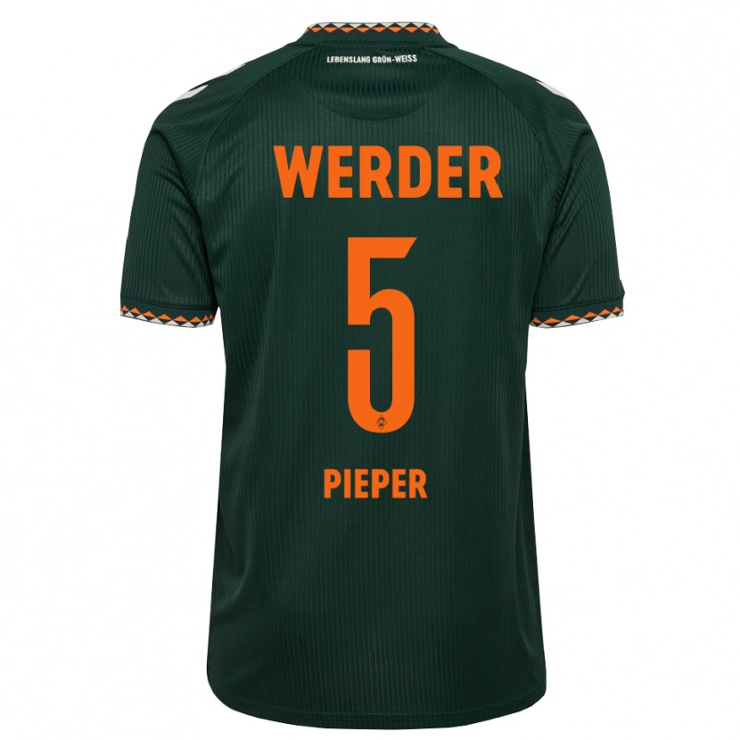 Danxen Kinder Amos Pieper #5 Dunkelgrün Orange Weiß Auswärtstrikot Trikot 2026/27 T-Shirt