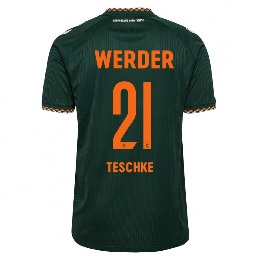 Danxen Kinder Tim Teschke #21 Dunkelgrün Orange Weiß Auswärtstrikot Trikot 2026/27 T-Shirt