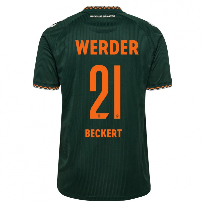 Danxen Kinder Jonathan Beckert #21 Dunkelgrün Orange Weiß Auswärtstrikot Trikot 2026/27 T-Shirt