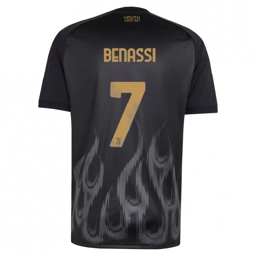 Danxen Kinder Federico Benassi #7 Schwarz Braun Ausweichtrikot Trikot 2026/27 T-Shirt