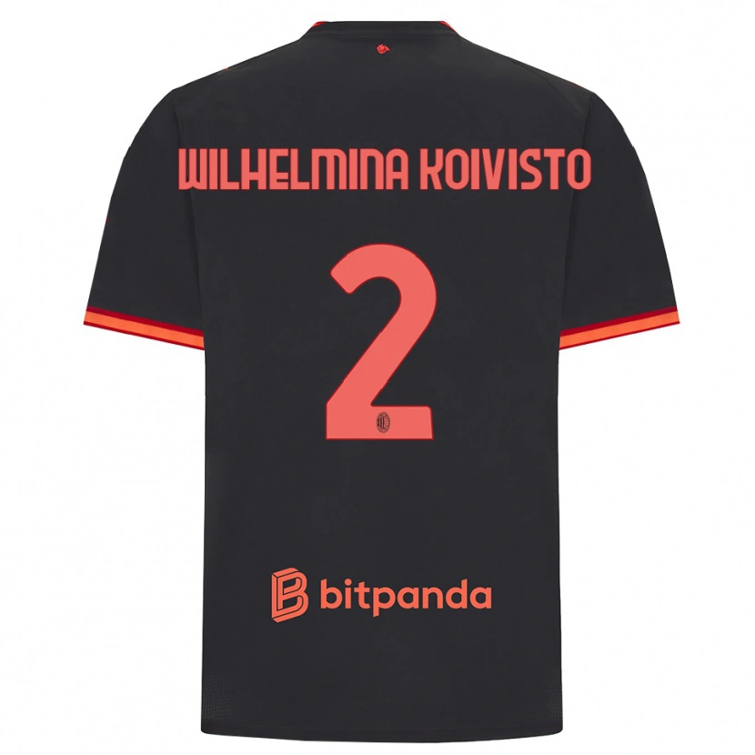 Danxen Kinder Emma Wilhelmina Koivisto #2 Schwarz Rot Ausweichtrikot Trikot 2026/27 T-Shirt