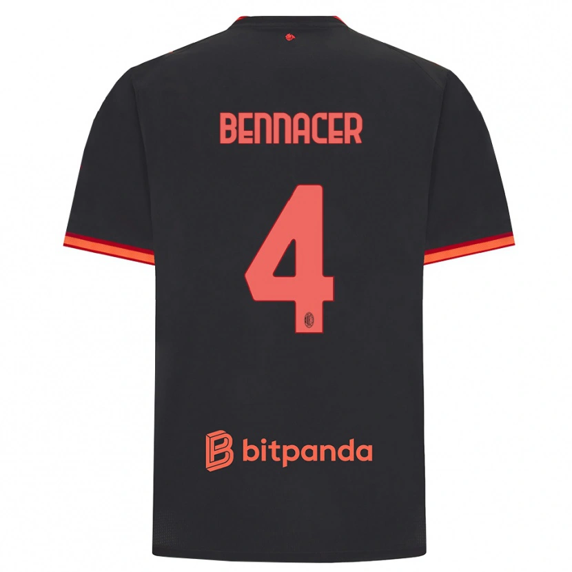 Danxen Kinder Ismael Bennacer #4 Schwarz Rot Ausweichtrikot Trikot 2026/27 T-Shirt