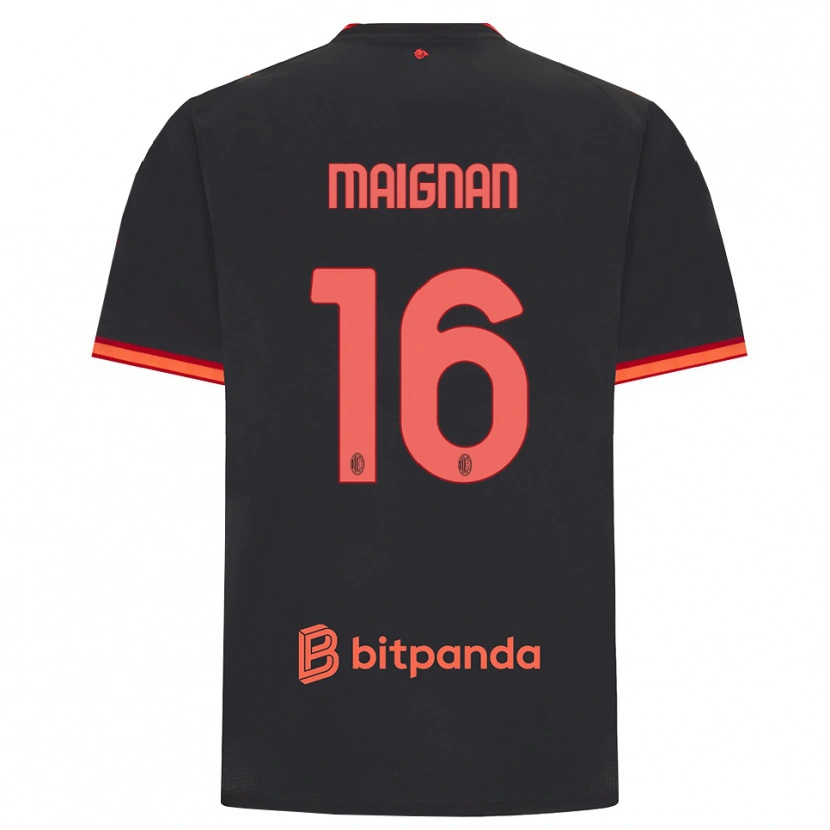 Danxen Kinder Mike Maignan #16 Schwarz Rot Ausweichtrikot Trikot 2026/27 T-Shirt