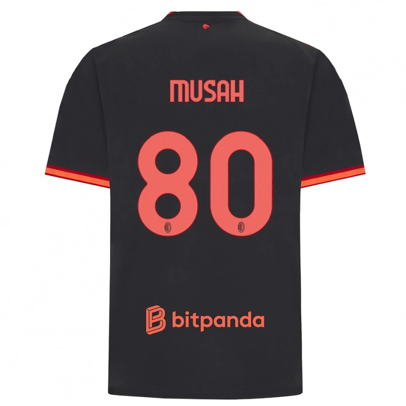 Danxen Kinder Yunus Musah #80 Schwarz Rot Ausweichtrikot Trikot 2026/27 T-Shirt