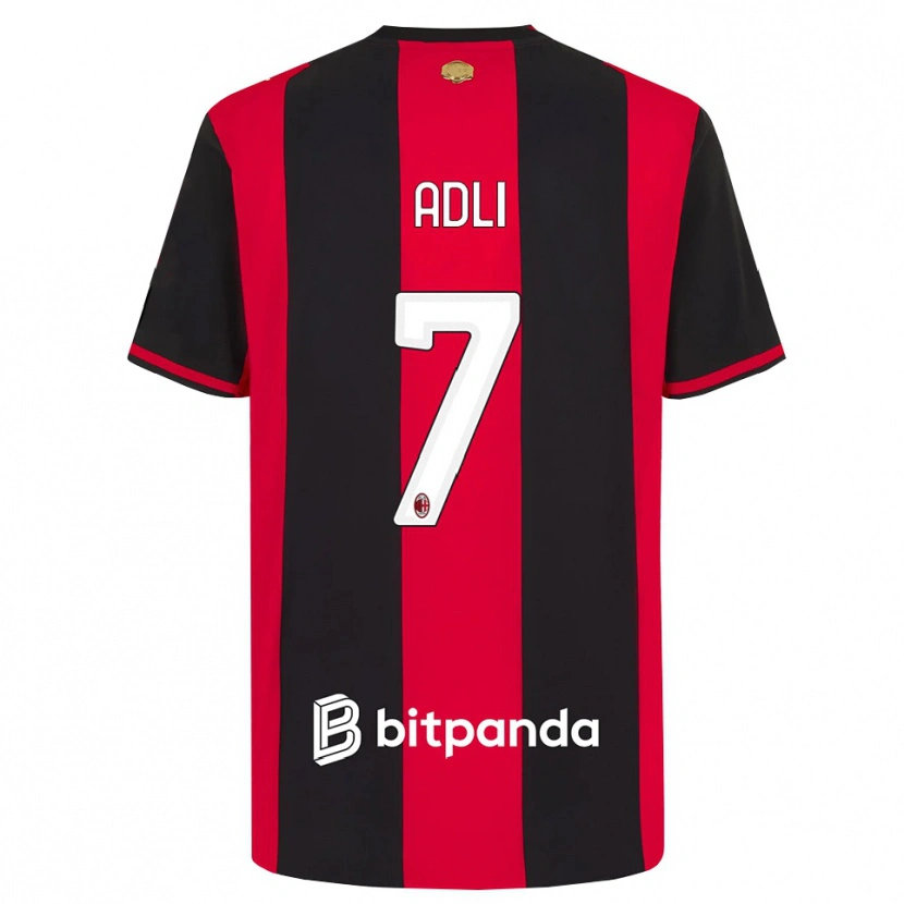 Danxen Herren Yacine Adli #7 Rot Schwarz Weiß Heimtrikot Trikot 2026/27 T-Shirt