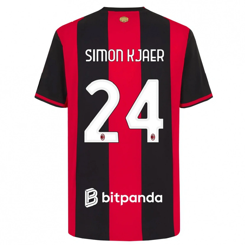 Danxen Herren Simon Kjaer #24 Rot Schwarz Weiß Heimtrikot Trikot 2026/27 T-Shirt