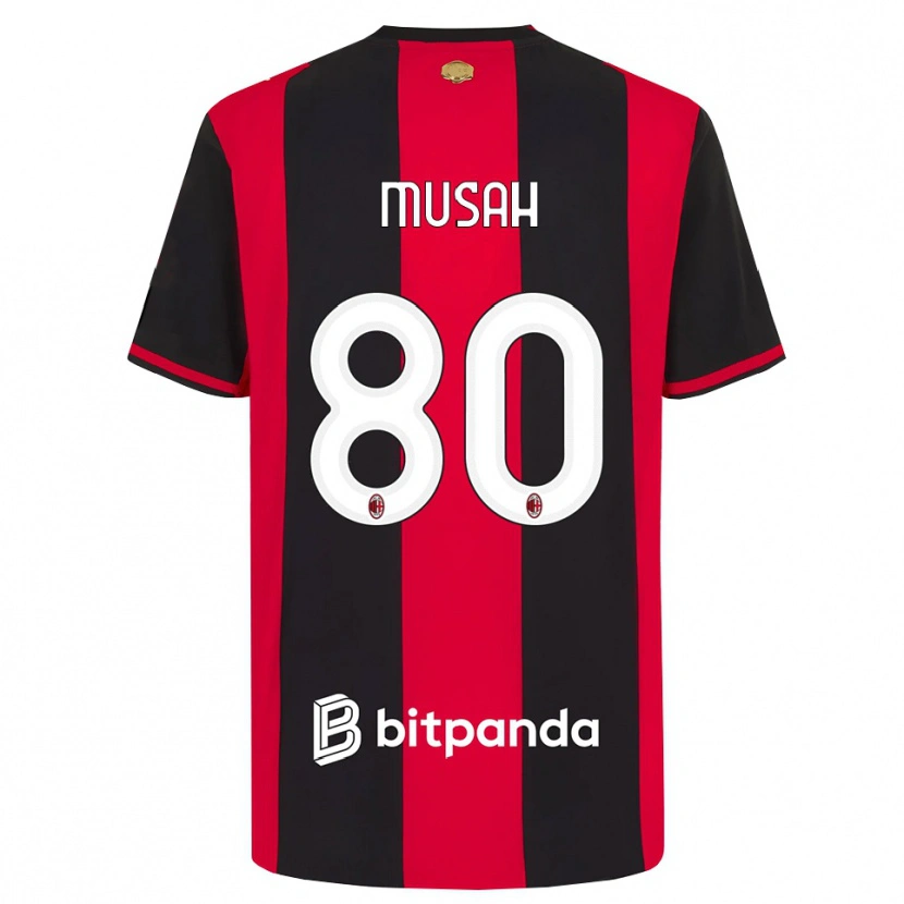 Danxen Herren Yunus Musah #80 Rot Schwarz Weiß Heimtrikot Trikot 2026/27 T-Shirt